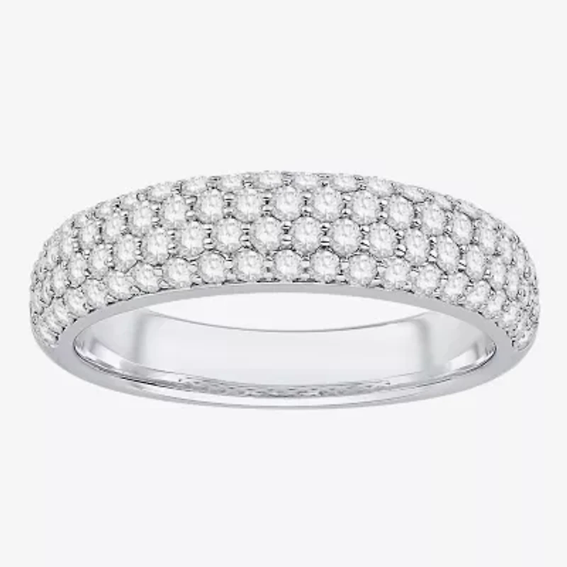 Micro Pave Womens 4MM 1 CT. T.W. Natural White Diamond 10K White Gold Anniversary Wedding Band