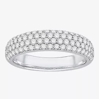 Micro Pave Womens 4MM 1 CT. T.W. Natural White Diamond 10K White Gold Anniversary Wedding Band