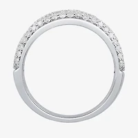 Micro Pave Womens 4MM 1 CT. T.W. Natural White Diamond 10K White Gold Anniversary Wedding Band