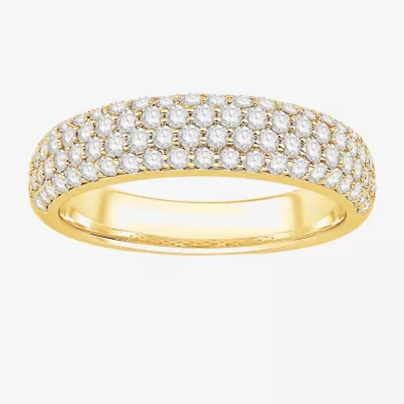 Micro Pave Womens 4MM 1 CT. T.W. Natural White Diamond 10K Gold Anniversary Wedding Band