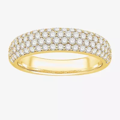 Micro Pave Womens 4MM 1 CT. T.W. Natural White Diamond 10K Gold Anniversary Wedding Band