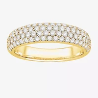 Micro Pave Womens 4MM 1 CT. T.W. Natural White Diamond 10K Gold Anniversary Wedding Band
