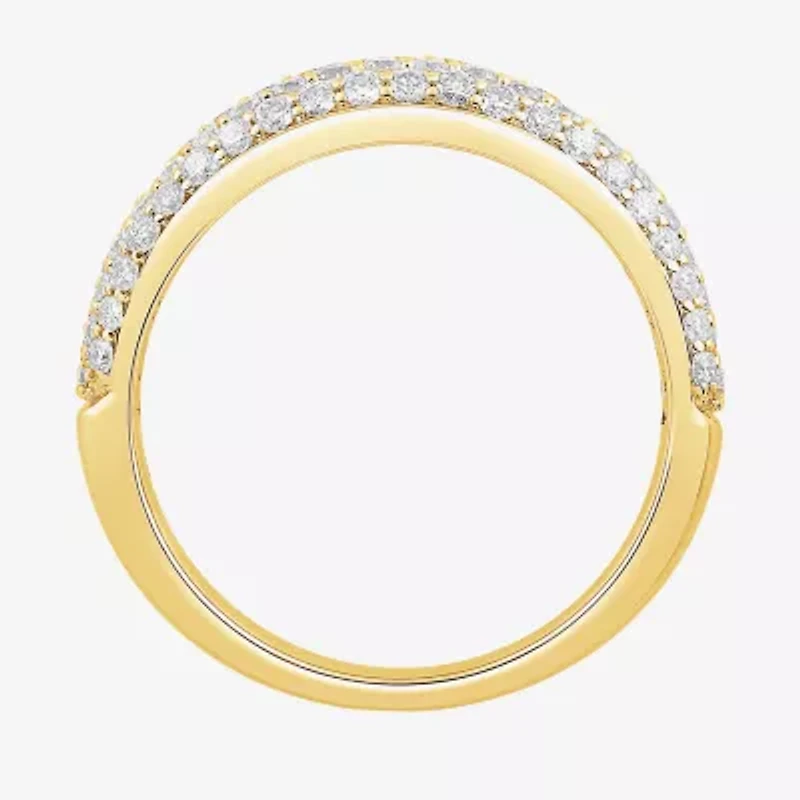 Micro Pave Womens 4MM 1/ CT. T.W. Natural White Diamond 10K White Gold Anniversary Wedding Band