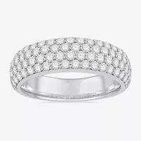 Micro Pave Womens 5.5MM 1 1/2 CT. T.W. Natural White Diamond 10K White Gold Anniversary Wedding Band