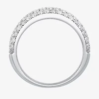Micro Pave Womens 5.5MM 1 1/2 CT. T.W. Natural White Diamond 10K White Gold Anniversary Wedding Band