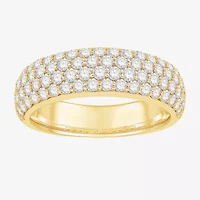 Micro Pave Womens 5.5MM 1 1/2 CT. T.W. Natural White Diamond 10K White Gold Anniversary Wedding Band