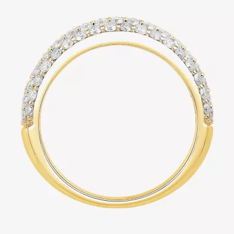 Micro Pave Womens 5.5MM 1 1/2 CT. T.W. Natural White Diamond 10K White Gold Anniversary Wedding Band