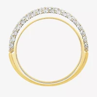 Micro Pave Womens 5.5MM 1 1/2 CT. T.W. Natural White Diamond 10K White Gold Anniversary Wedding Band