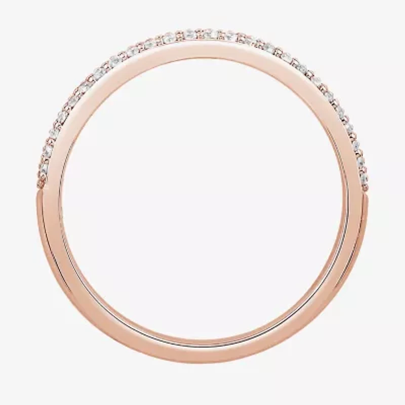 Micro Pave Womens 2MM 1/4 CT. T.W. Natural White Diamond 10K Rose Gold Anniversary Wedding Band