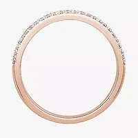 Micro Pave Womens 2MM 1/4 CT. T.W. Natural White Diamond 10K Rose Gold Anniversary Wedding Band