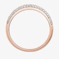 Micro Pave Womens 4MM 1/ CT. T.W. Natural White Diamond 10K Rose Gold Anniversary Wedding Band