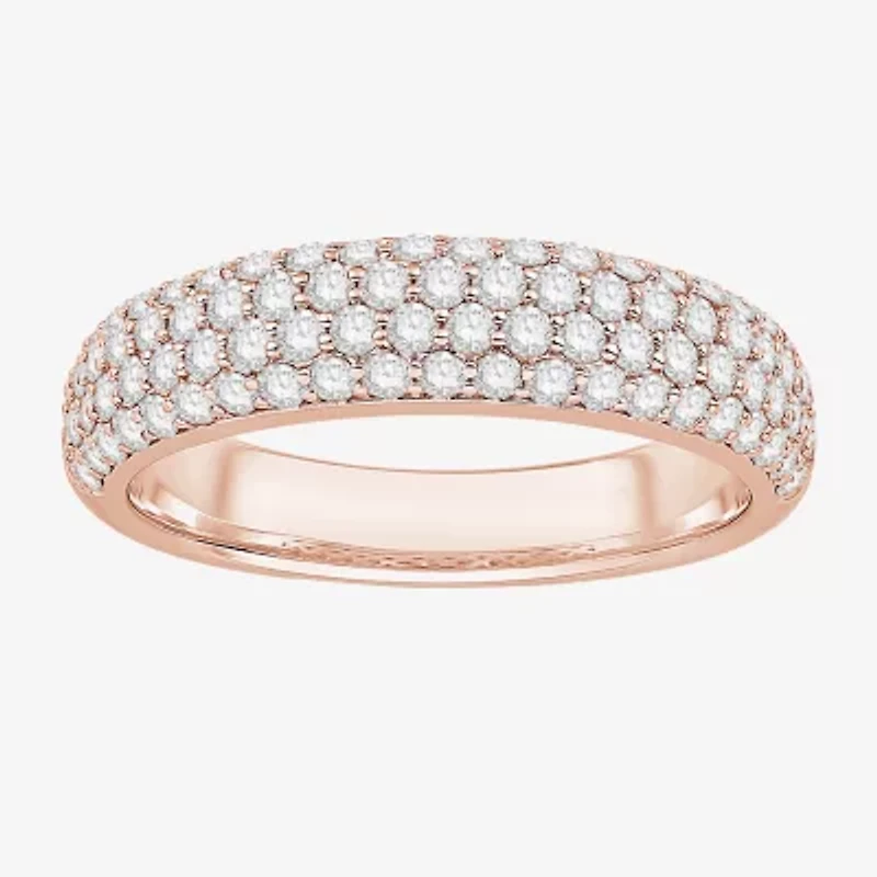 Micro Pave Womens 4MM 1 CT. T.W. Natural White Diamond 10K Rose Gold Anniversary Wedding Band