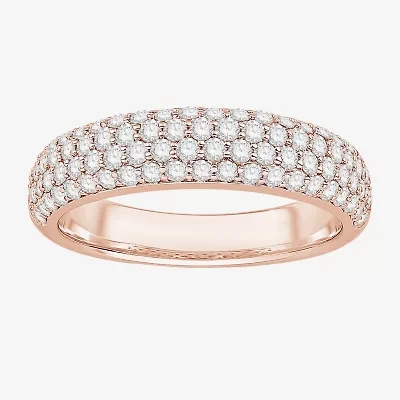 Micro Pave Womens 4MM 1 CT. T.W. Natural White Diamond 10K Rose Gold Anniversary Wedding Band