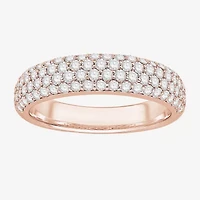Micro Pave Womens 4MM 1 CT. T.W. Natural White Diamond 10K Rose Gold Anniversary Wedding Band