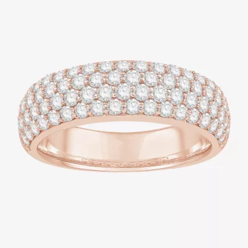 Micro Pave Womens 5.5MM 1 1/2 CT. T.W. Natural White Diamond 10K Rose Gold Anniversary Wedding Band