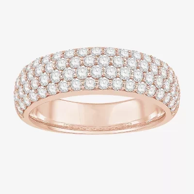 Micro Pave Womens 5.5MM 1 1/2 CT. T.W. Natural White Diamond 10K Rose Gold Anniversary Wedding Band