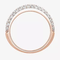 Micro Pave Womens 5.5MM 1 1/2 CT. T.W. Natural White Diamond 10K Rose Gold Anniversary Wedding Band