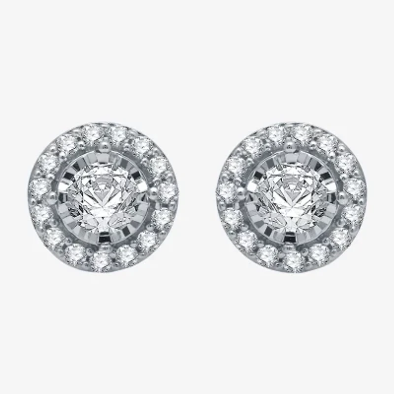 5/8 CT. T.W. Natural White Diamond 10K White Gold 8mm Round Stud Earrings