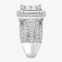 Womens 4 CT. T.W. Natural White Diamond 10K White Gold Cushion Halo Engagement Ring