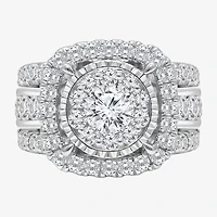 (I / I1) Womens 4 CT. T.W. Lab Grown White Diamond 10K or 14K Gold Cushion Halo Engagement Ring