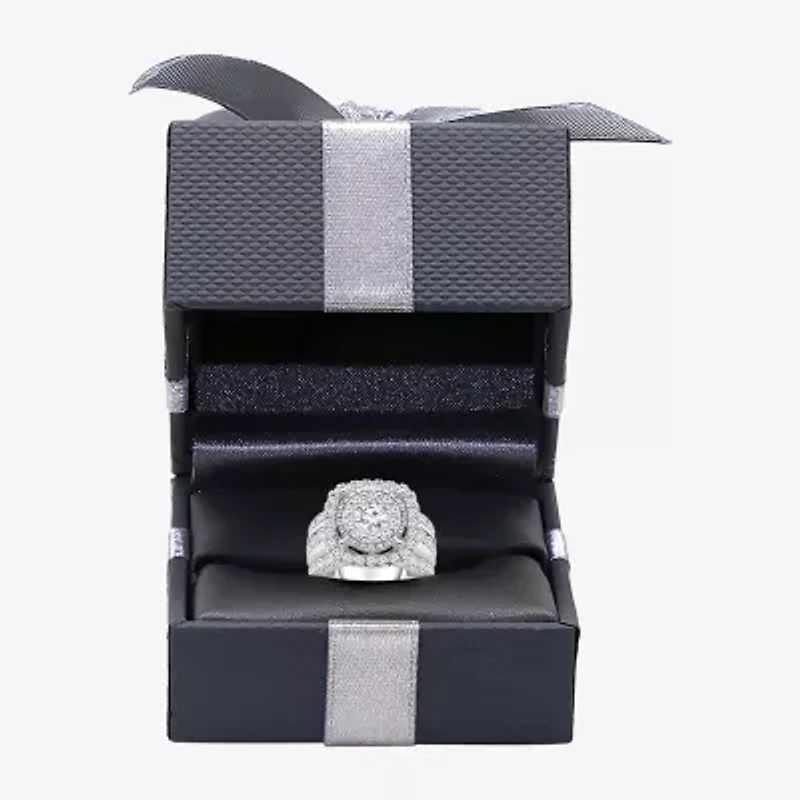 (I / I1) Womens 4 CT. T.W. Lab Grown White Diamond 10K or 14K Gold Cushion Halo Engagement Ring