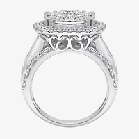 (I / I1) Womens 4 CT. T.W. Lab Grown White Diamond 10K or 14K Gold Cushion Halo Engagement Ring