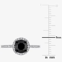 Midnight Black Womens 1 1/4 CT. T.W. Natural Diamond 14K White Gold Round Side Stone Halo Engagement Ring