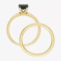 Womens 1 CT. Natural Black Diamond 14K Gold Solitaire Bridal Set