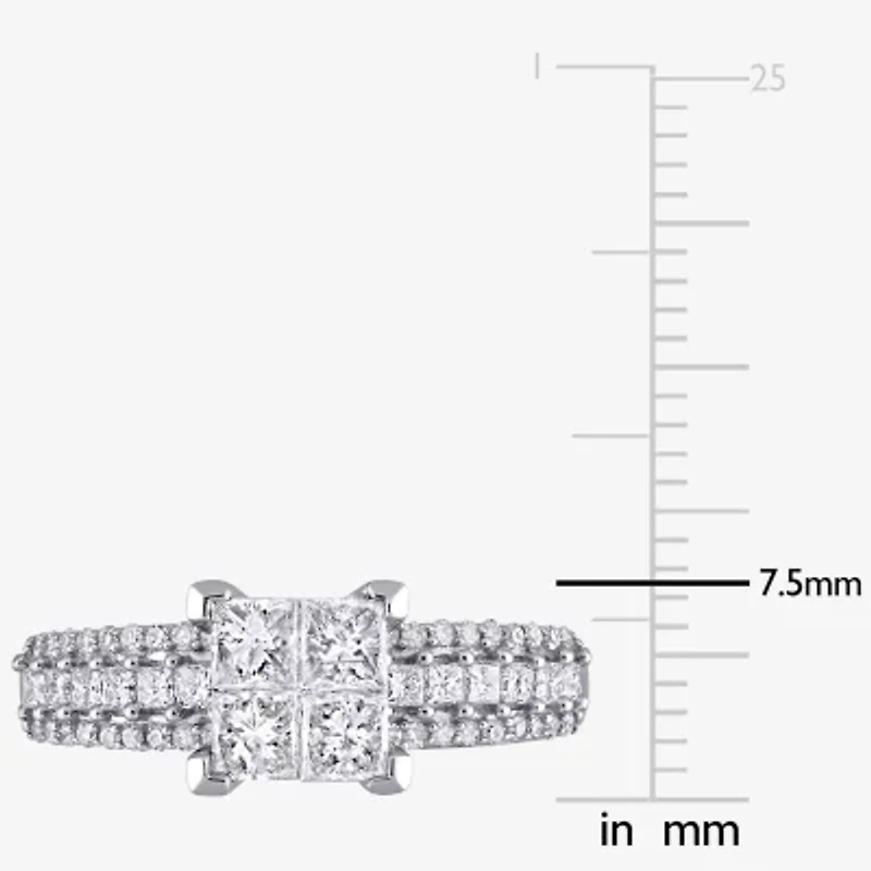 Womens 1 CT. T.W. Natural White Diamond 10K Gold Side Stone Engagement Ring