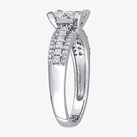 Womens 1 CT. T.W. Natural White Diamond 10K Gold Side Stone Engagement Ring