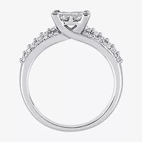 Womens 1 CT. T.W. Natural White Diamond 10K Gold Side Stone Engagement Ring