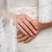 Womens 1 CT. T.W. Natural White Diamond 10K Gold Side Stone Engagement Ring