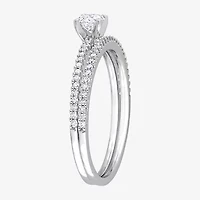 Womens 1/2 CT. T.W. Natural White Diamond 14K Gold Round Side Stone Bridal Set