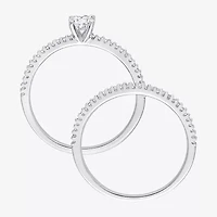 Womens 1/2 CT. T.W. Natural White Diamond 14K Gold Round Side Stone Bridal Set