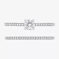 Womens 1/2 CT. T.W. Natural White Diamond 14K Gold Round Side Stone Bridal Set