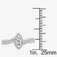 Womens 1/4 CT. T.W. Natural White Diamond Sterling Silver Marquise Side Stone Bypass  Engagement Ring
