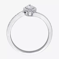 Womens 1/4 CT. T.W. Natural White Diamond Sterling Silver Marquise Side Stone Bypass  Engagement Ring
