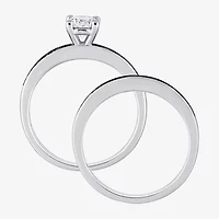 Womens 1/5 CT. Natural Black Diamond Sterling Silver Round Side Stone Bridal Set