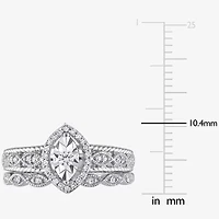 Womens 1/5 CT. Natural White Diamond Sterling Silver Marquise Bridal Set