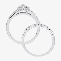 Womens 1/5 CT. Natural White Diamond Sterling Silver Marquise Bridal Set