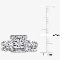 Womens 1/5 CT. Natural White Diamond Sterling Silver Bridal Set