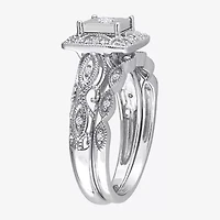 Womens 1/5 CT. Natural White Diamond Sterling Silver Bridal Set