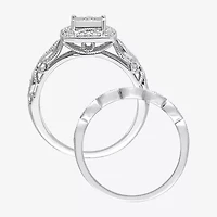 Womens 1/5 CT. Natural White Diamond Sterling Silver Bridal Set