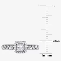 Womens 3/8 CT. T.W. Natural White Diamond 10K Gold Halo Engagement Ring