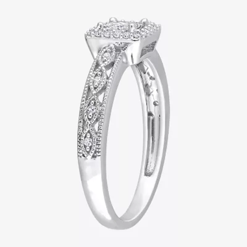 Womens 3/8 CT. T.W. Natural White Diamond 10K Gold Halo Engagement Ring