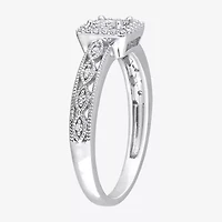 Womens 3/8 CT. T.W. Natural White Diamond 10K Gold Halo Engagement Ring