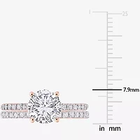 Womens Lab Created White Sapphire 10K Rose Gold Round Side Stone Bridal Set