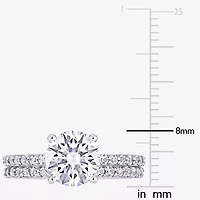 Womens Lab Created White Sapphire 10K Gold Round Side Stone Bridal Set