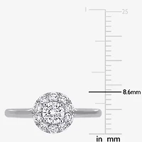 (D-E / Vs1) Womens 3/4 CT. T.W. Lab Grown White Diamond 14K Gold Round Halo Engagement Ring