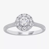 (D-E / Vs1) Womens 3/4 CT. T.W. Lab Grown White Diamond 14K Gold Round Halo Engagement Ring
